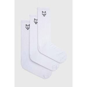 Ponožky Naked Wolfe 3-pak pánske, biela farba