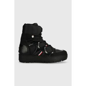 Snehule Tommy Hilfiger PATENT SNOWBOOT čierna farba, FW0FW07852