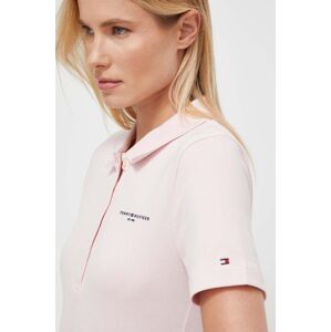 Polo tričko Tommy Hilfiger dámsky,ružová farba,WW0WW41032