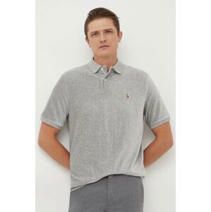 Polo tričko Polo Ralph Lauren pánsky, šedá farba, melanžový