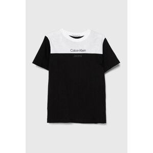 Detské bavlnené tričko Calvin Klein Jeans čierna farba, vzorovaný