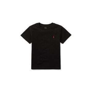 Detské bavlnené tričko Polo Ralph Lauren čierna farba, jednofarebný