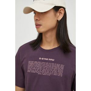 Bavlnené tričko G-Star Raw pánsky, fialová farba, s potlačou