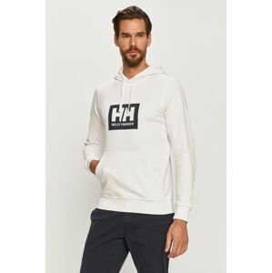 Bavlnená mikina Helly Hansen 53289-597, biela farba, s potlačou