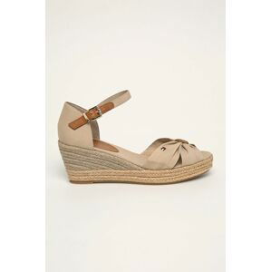 Sandále Tommy Hilfiger BASIC OPENED TOE MID WEDGE béžová farba, FW0FW04785