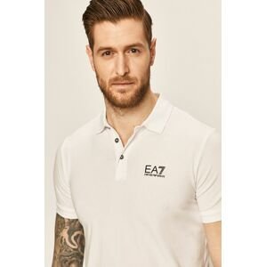 Polo tričko EA7 Emporio Armani pánske, biela farba, jednofarebné