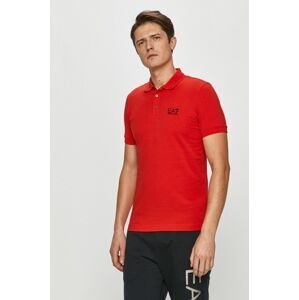 Polo tričko EA7 Emporio Armani pánske, červená farba, jednofarebné