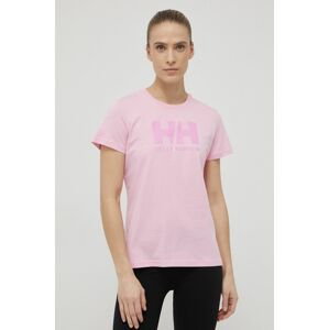 Bavlnené tričko Helly Hansen 34112-001, ružová farba,