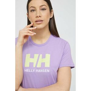 Bavlnené tričko Helly Hansen fialová farba