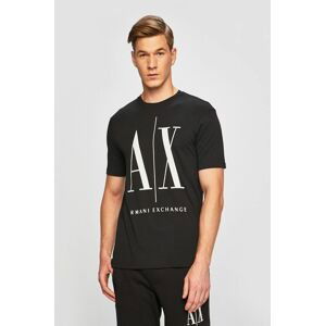 Bavlnené tričko Armani Exchange čierna farba, s potlačou