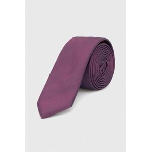 Kravata s prímesou hodvábu HUGO fialová farba