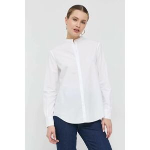 Bavlnená košeľa BOSS dámska, biela farba, regular