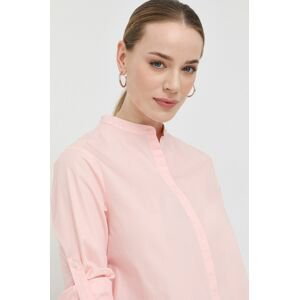 Bavlnená košeľa BOSS dámska, ružová farba, regular