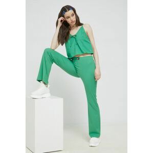 Bavlnená blúzka Tommy Jeans dámska, zelená farba, jednofarebná