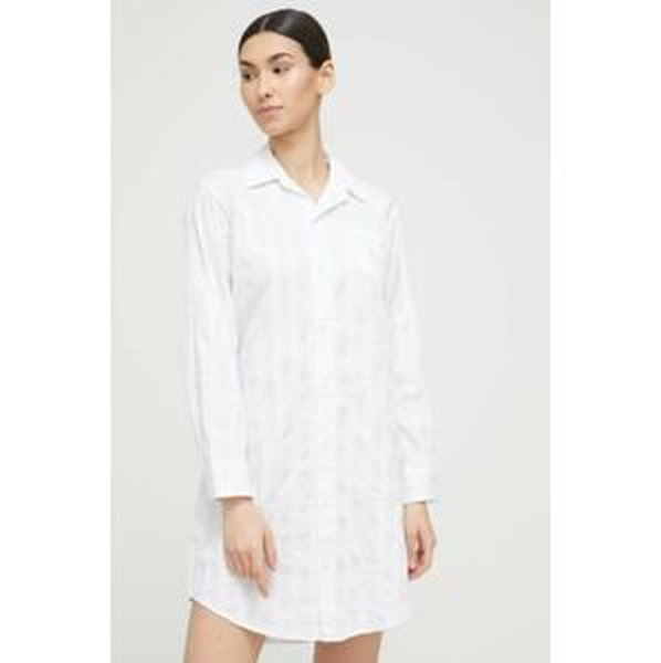 Bavlnená pyžamová košeľa Lauren Ralph Lauren biela farba, bavlnená