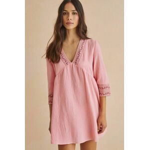 Bavlnené plážové šaty women'secret EASY FIT ružová farba, 5545126
