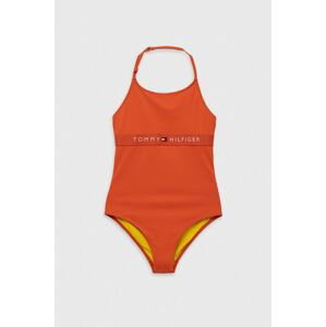 Jednodielne detské plavky Tommy Hilfiger oranžová farba
