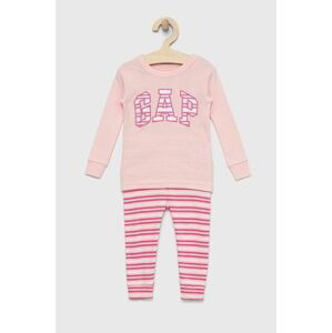 Detské bavlnené pyžamo GAP ružová farba, vzorovaná