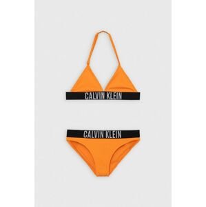 Dvojdielne detské plavky Calvin Klein Jeans oranžová farba