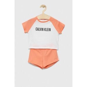 Detské bavlnené pyžamo Calvin Klein Underwear oranžová farba, vzorovaná