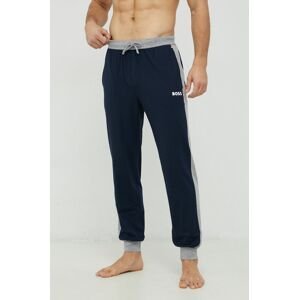 Pyžamové nohavice BOSS pánske, tmavomodrá farba, vzorovaná