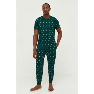 Bavlnené pyžamové nohavice Polo Ralph Lauren zelená farba, vzorovaná