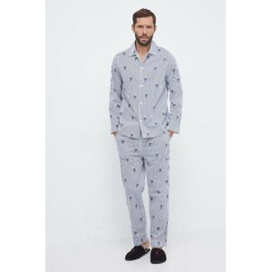 Bavlnené pyžamo Polo Ralph Lauren tmavomodrá farba, vzorovaná