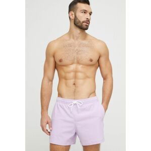 Plavkové šortky Abercrombie & Fitch fialová farba