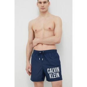 Plavkové šortky Calvin Klein tmavomodrá farba