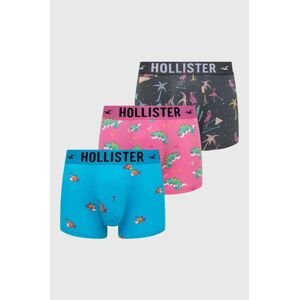 Boxerky Hollister Co. 3-pak pánske, ružová farba