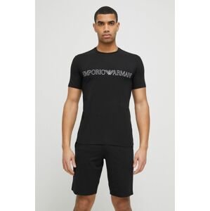 Pyžamo Emporio Armani Underwear pánska, čierna farba, vzorovaná