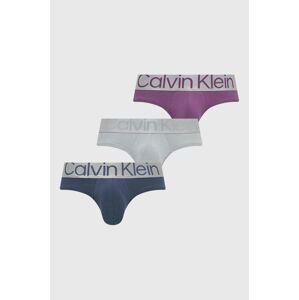 Slipy Calvin Klein Underwear 3-pak pánske, fialová farba