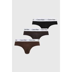 Slipy Calvin Klein Underwear 3-pak pánske, hnedá farba