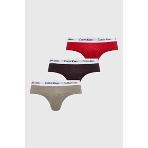 Slipy Calvin Klein Underwear 3-pak pánske, hnedá farba