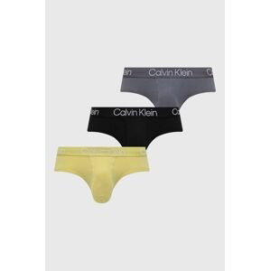 Slipy Calvin Klein Underwear 3-pak pánske, žltá farba