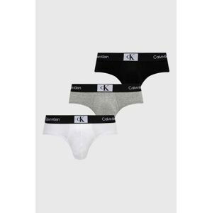 Slipy Calvin Klein Underwear 3-pak pánske, šedá farba, 000NB3527A