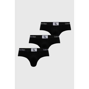 Slipy Calvin Klein Underwear 3-pak pánske, čierna farba