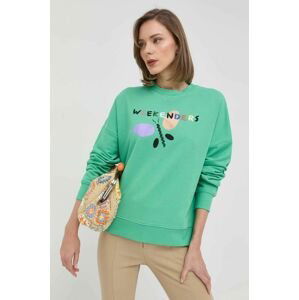 Bavlnená mikina Weekend Max Mara dámska, zelená farba, s potlačou