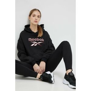 Mikina Reebok Classic HS4718-BLACK, dámska, čierna farba, s kapucňou, s potlačou