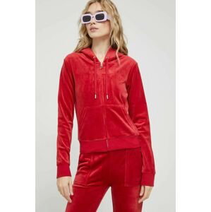 Mikina Juicy Couture Robertson dámska, červená farba, s kapucňou, jednofarebná