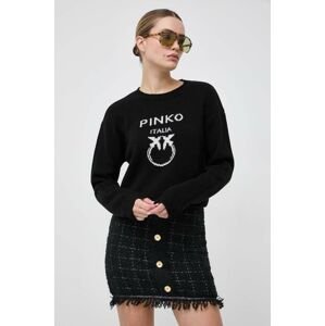 Vlnený sveter Pinko dámsky, čierna farba, tenký