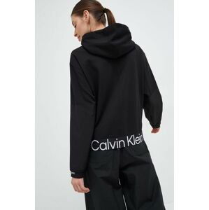 Tréningová mikina Calvin Klein Performance Effect čierna farba, s kapucňou, jednofarebná