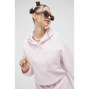 Mikina UGG dámska, ružová farba, s kapucňou, jednofarebná
