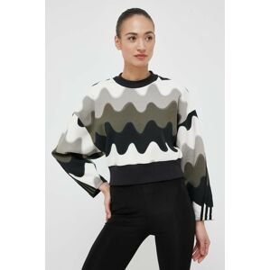 Mikina adidas Performance MARIMEKKO dámska, zelená farba, vzorovaná