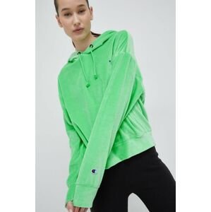 Mikina Champion dámska, zelená farba, s kapucňou, jednofarebná