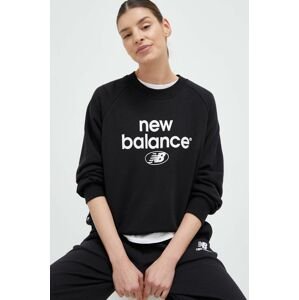 Mikina New Balance dámska, čierna farba, s potlačou