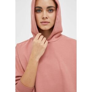 Mikina 4F dámska, ružová farba, s kapucňou, jednofarebná