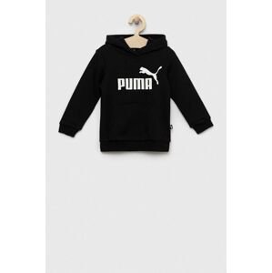 Detská mikina Puma ESS Logo Hoodie TR G čierna farba, s kapucňou, s potlačou