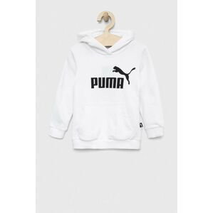 Detská mikina Puma ESS Logo Hoodie TR G biela farba, s kapucňou, s potlačou