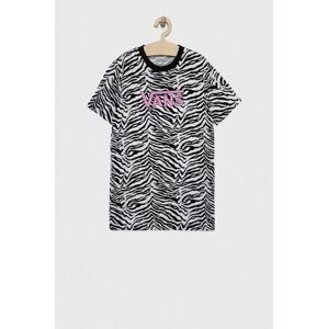 Dievčenské bavlnené šaty Vans ZEBRA DAZE RELAXED TEE White čierna farba, mini, rovný strih